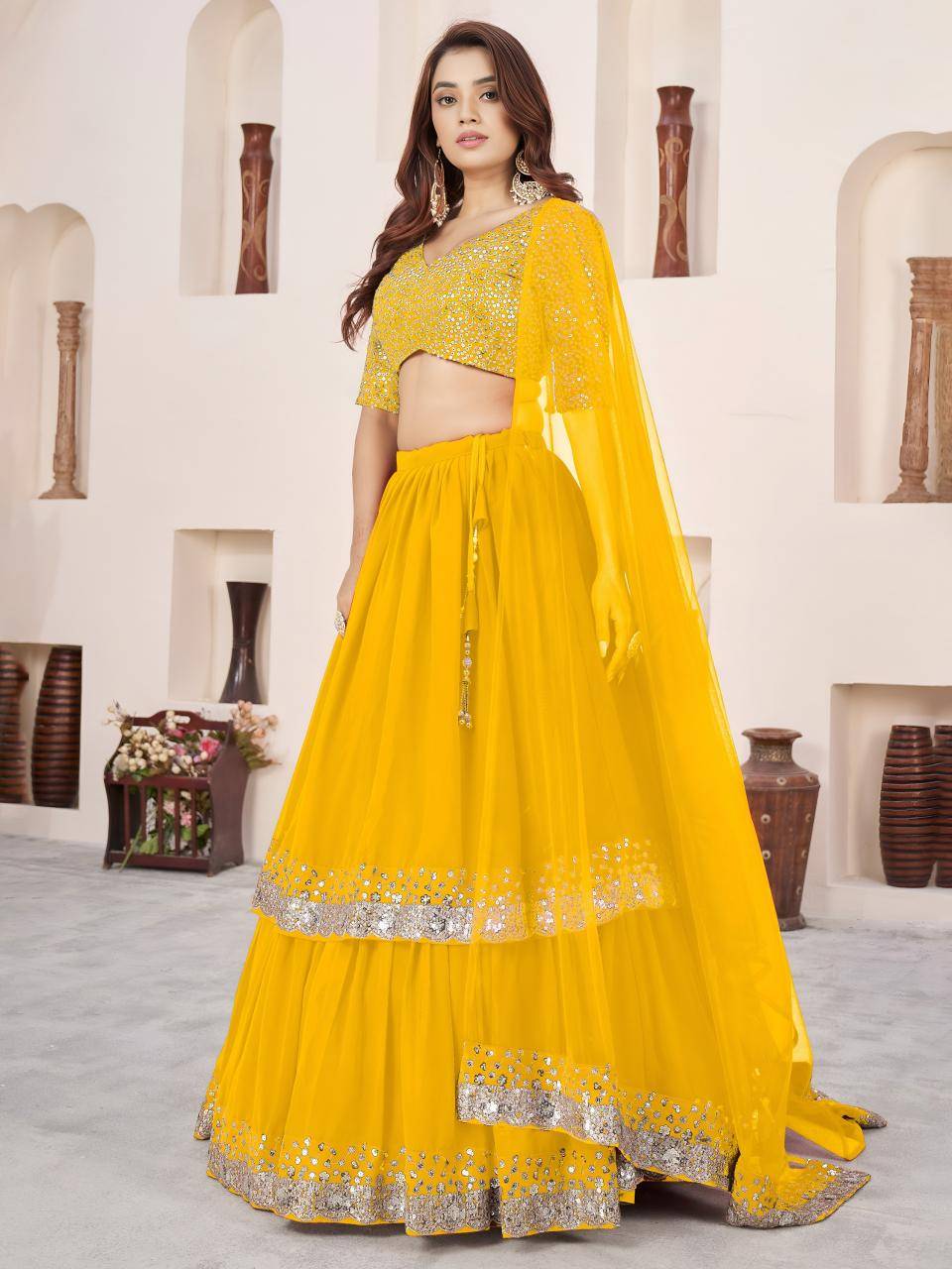 Anchal vol 2 Georgette yellow Traditional lehenga choli suppliers